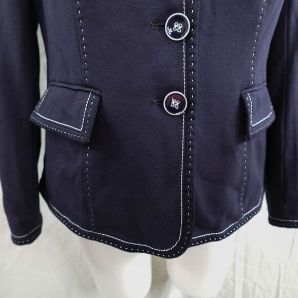 Basler Womens Blazer 40 US 10 Blue Schoolgirl Academia Preppy Old Money Knit - Picture 3 of 14